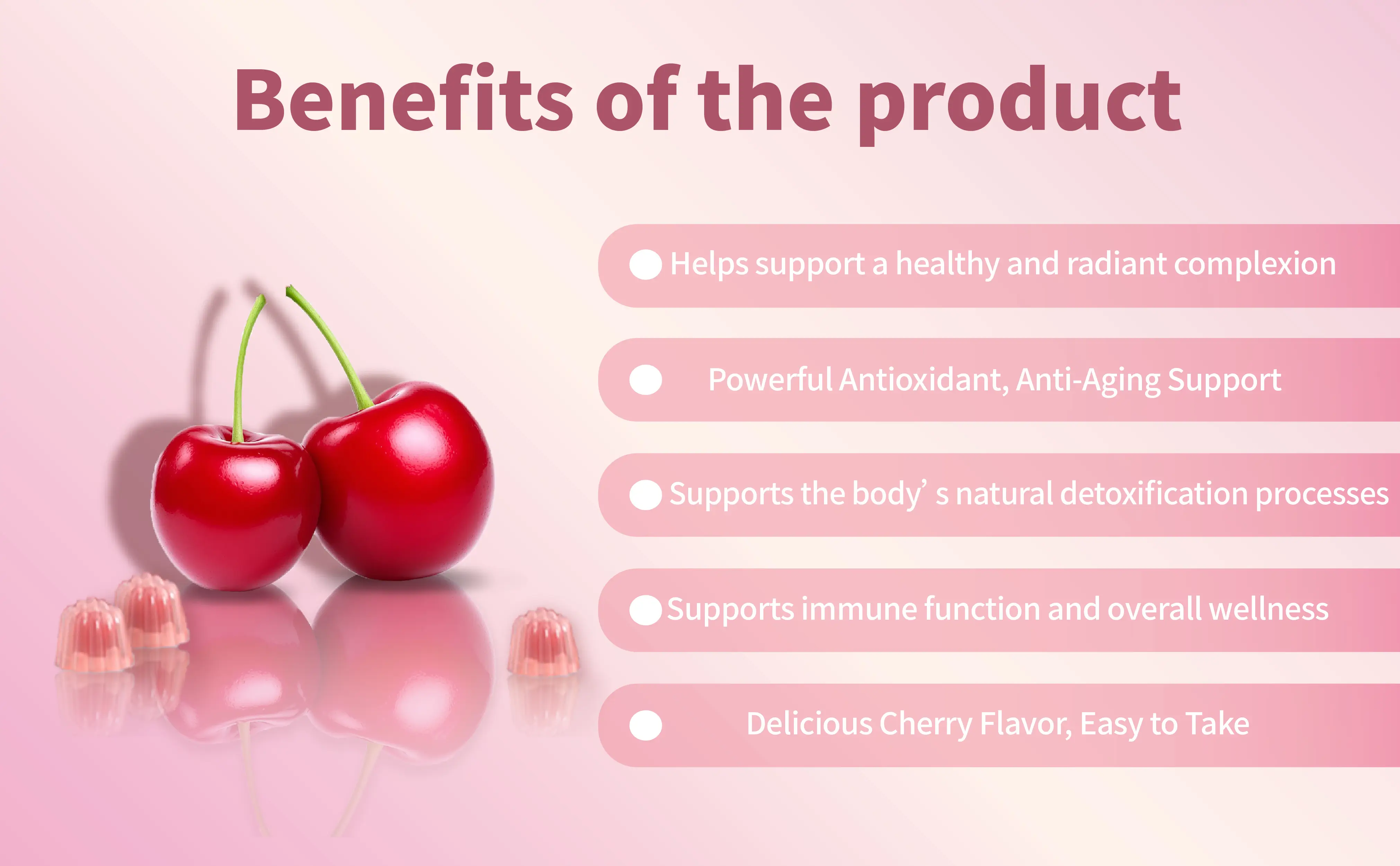 Cherry Collagen Gummies with Vitamin C & Hyaluronic Acid