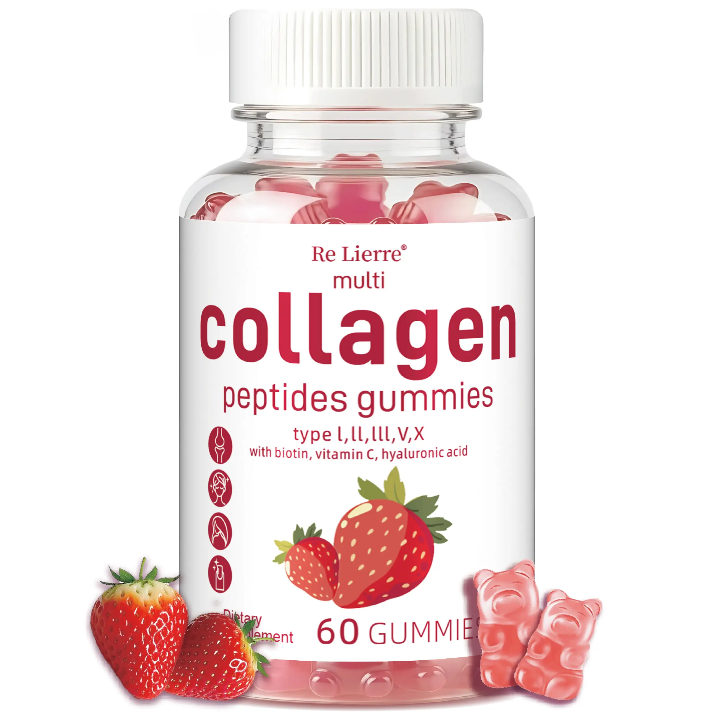 Collagen Peptide Gummies – Skin Elasticity, Vitamin C Antioxidant & Hyaluronic Acid Hydration